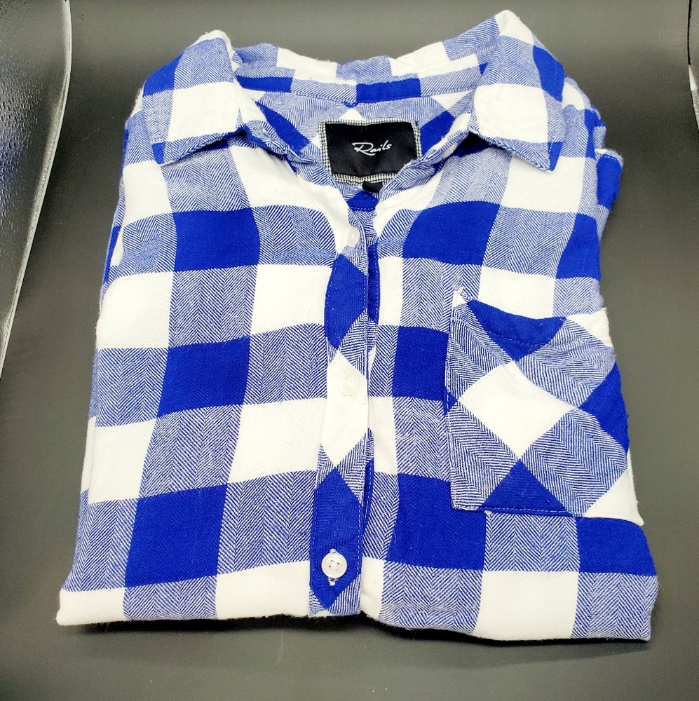 Rails Blue and White Checkered Flannel